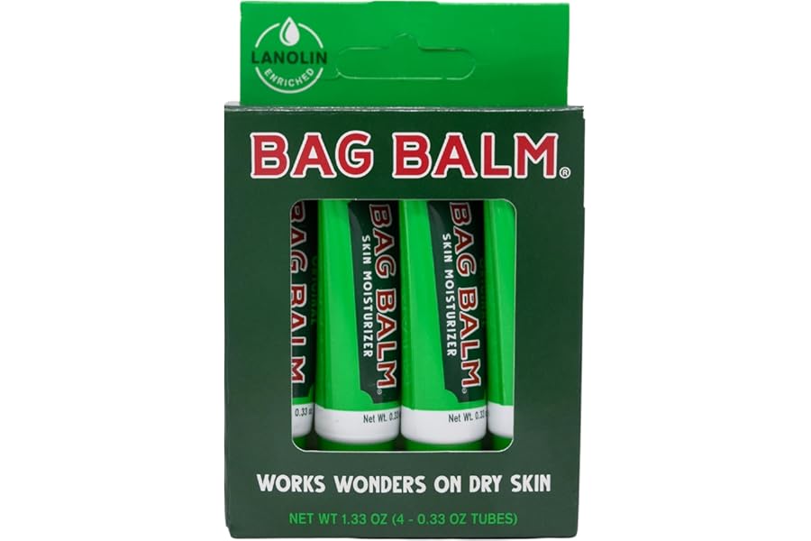 Bag Balm Original Skin Moisturizer Gift Box – 0.33oz, 4 Pack of Lip Balm Tubes