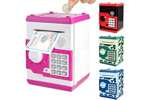 Pup Go Digital ATM Money Box for Kids Ages 3-12, Electronic Piggy Bank with Password Lock, Auto Scoll Cash Paper Savings Box,