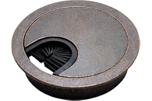 DESUNIA Antique Bronze Metal Cable Grommet | 2 Piece "Lock in" Feature with "Brush" Opening for Management of Office & Computer Desk Wires | 60mm (2 3/8") Hole Opening | 1 Pack