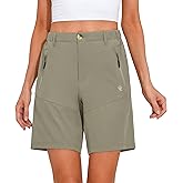 Little Donkey Andy Women's 9" Hiking Shorts Lightweight Stretch Quick Dry Shorts Golf Travel with Zipper Pocket Silver Sage XL