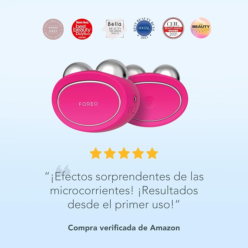BEAR Masajeador facial eléctrico de microcorrientes - Define el contorno de la mandíbula - Lifting facial no invasivo - Anti arrugas - Seguro e indoloro - Fuchsia