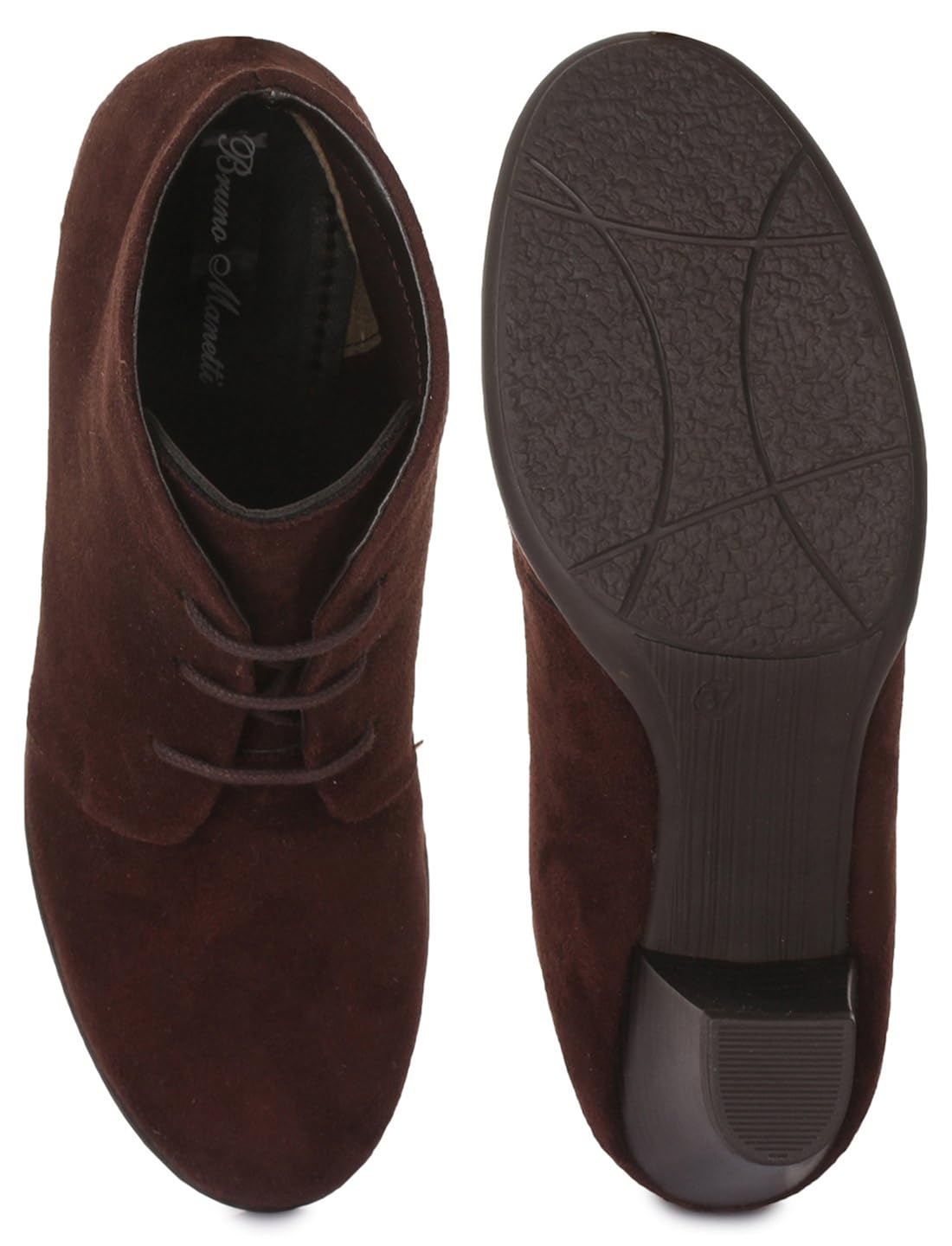 bruno manetti women (ay-102) coffee suede leather heeled boots