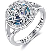 YAFEINI Narcotics Anonymous Gifts S925 Sterling Silver Tree of Life Sobriety Rings NA Sobriety Jewelry Gifts for Women Mom Wife
