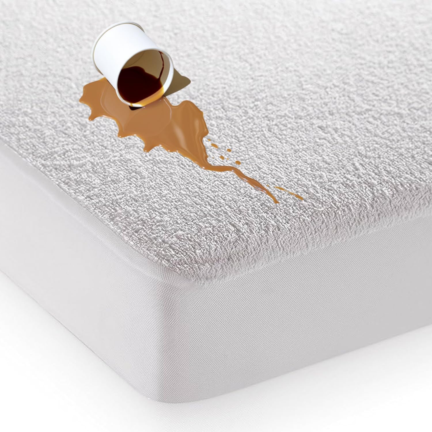 ADVENT 100% Waterproof Terry Towel Mattress Protector, Premium (Single) Breathable Soft Hypoallergenic Terry Mattress Cover, Fitted Style Bed Protector Upto 30cm Deep, 50% Cotton Blended Cover