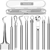5PCS Blackhead Remover Comedone Extractor, Curved Blackhead Tweezers Kit, Professional Stainless Pimple Acne Blemish Removal