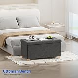 BRIAN & DANY Ottoman Storage Box with 4 Wood Legs Gray 76 x 38 x 38 cm view 7