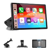 CarPlay Screen for Car, 9'' Wireless CarPlay & Android Auto - Smart Portable Touchscreen with Bluetooth/FM, Mirror Link, Voice Control, GPS Navigation, Hands-Free Calling, Plug & Play Car Play Screen