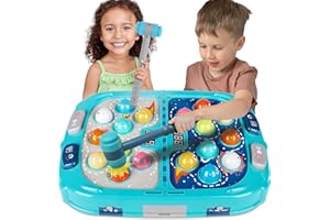 Whack A Mole Game for Kids Ages 3-10, Interactive Pounding Toy with 2 Hammers, 3 Modes 9 Levels Interactive Learning Game wit