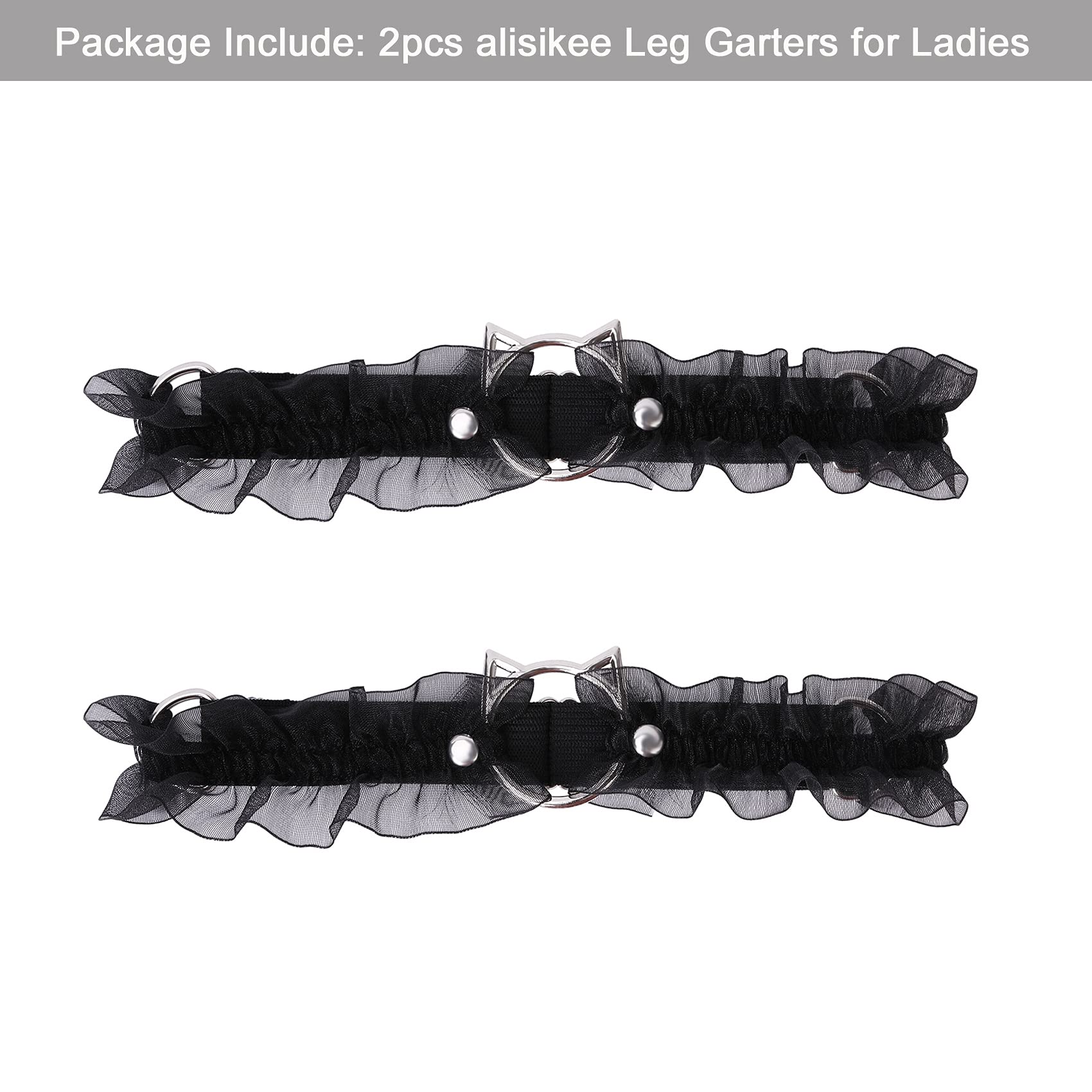 2pcs Lace Thigh Garter Belts, Elastic Adjustable Cat Leg Garters for Women, Black/Red/Pink/White