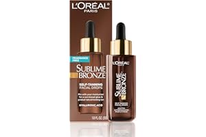 L'Oreal Paris Sublime Bronze Self Tanning Facial Drops with Hyaluronic Acid, Gradual Tan, Fragrance-Free, 1 fl. Oz