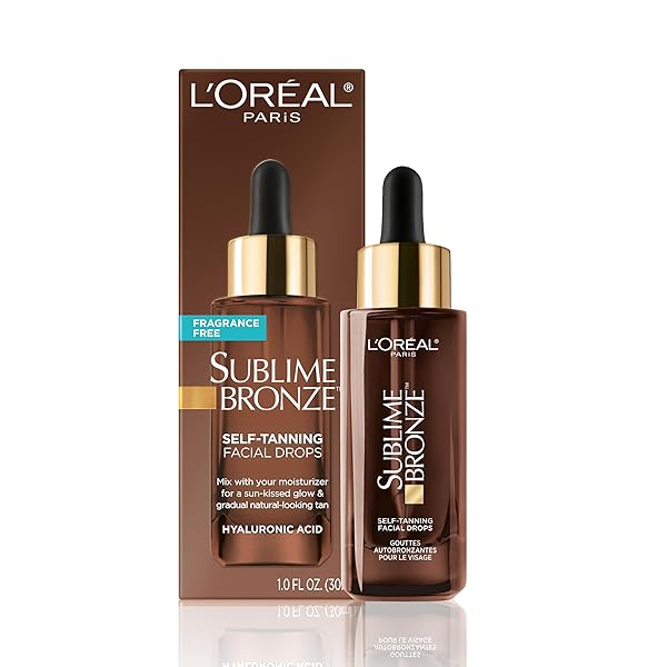 L’OREAL PARIS SUBLIME BRONZE SELF TANNING FACIAL DROPS WITH HYALURONIC ACID, GRADUAL TAN, FRAGRANCE-FREE, 1 FL. OZ