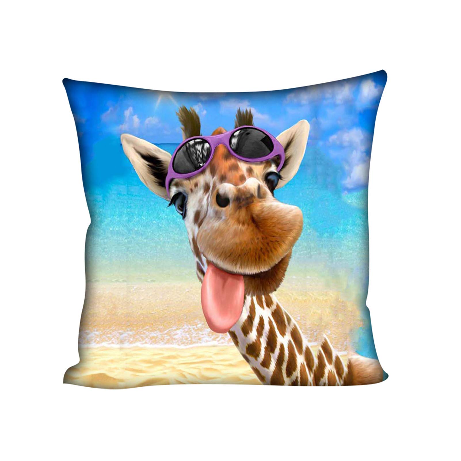 Showudesigns Giraffe Beach Print Pillowcase for Kids Girls Boys Bedroom Pillow Cases Throw Pillows 18 X 18 Cushion Cover for Sofa