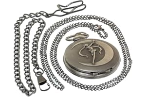 FOBTIME Bronze Vintage Brass Antique Case Pocket Watch Fob Watch for Men Women with 1 PC Necklace Chain 1 PC Clip Key Rib Chain