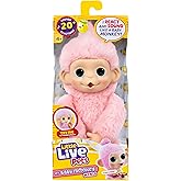 Little Live Pets Baby Monkey Minis – Luna Lemon. Interactive Pet Toy. 20+ Sounds & Reactions. Soft Pink Fur. 7.4" Tall. Feed,