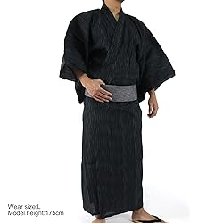 Edoten Men's Kimono Japan Shijira Weaving Yukata