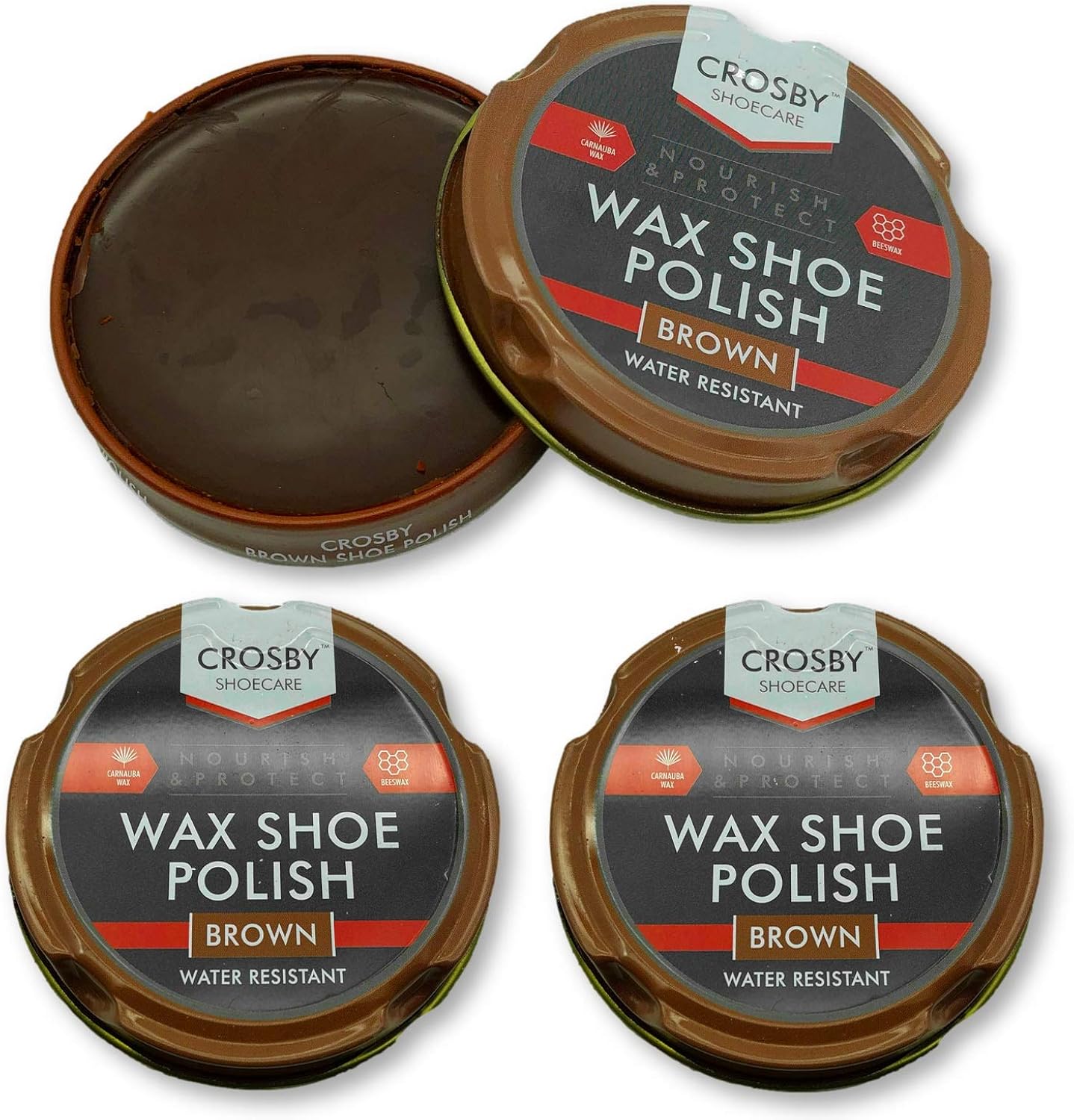 3pk Polish Wax Shoe Brown, 50ml