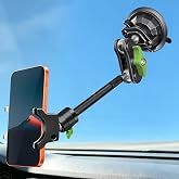 HEMMOTOP Car Phone Holder, Strong Windshield Suction Cup Mount, 12in | Heavy Duty Metal, 360 Degree Rotation, Suitable for All 4-7" Smartphones, Cars &amp; Truck, Easy Installation