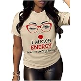 BEAUDRM Women's Graphic Tees Y2K Crop Top Slogan Print Crew Neck T-Shirt 2000s Shirt Summer Tops