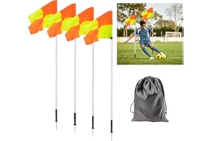 NBGUIGDSTR Spring Loaded 5FT Corner Flags for Soccer Field Set with Storage Bag, Universal Adjustable Speed and Agility Training Equipment, Soccer Agility Poles-White
