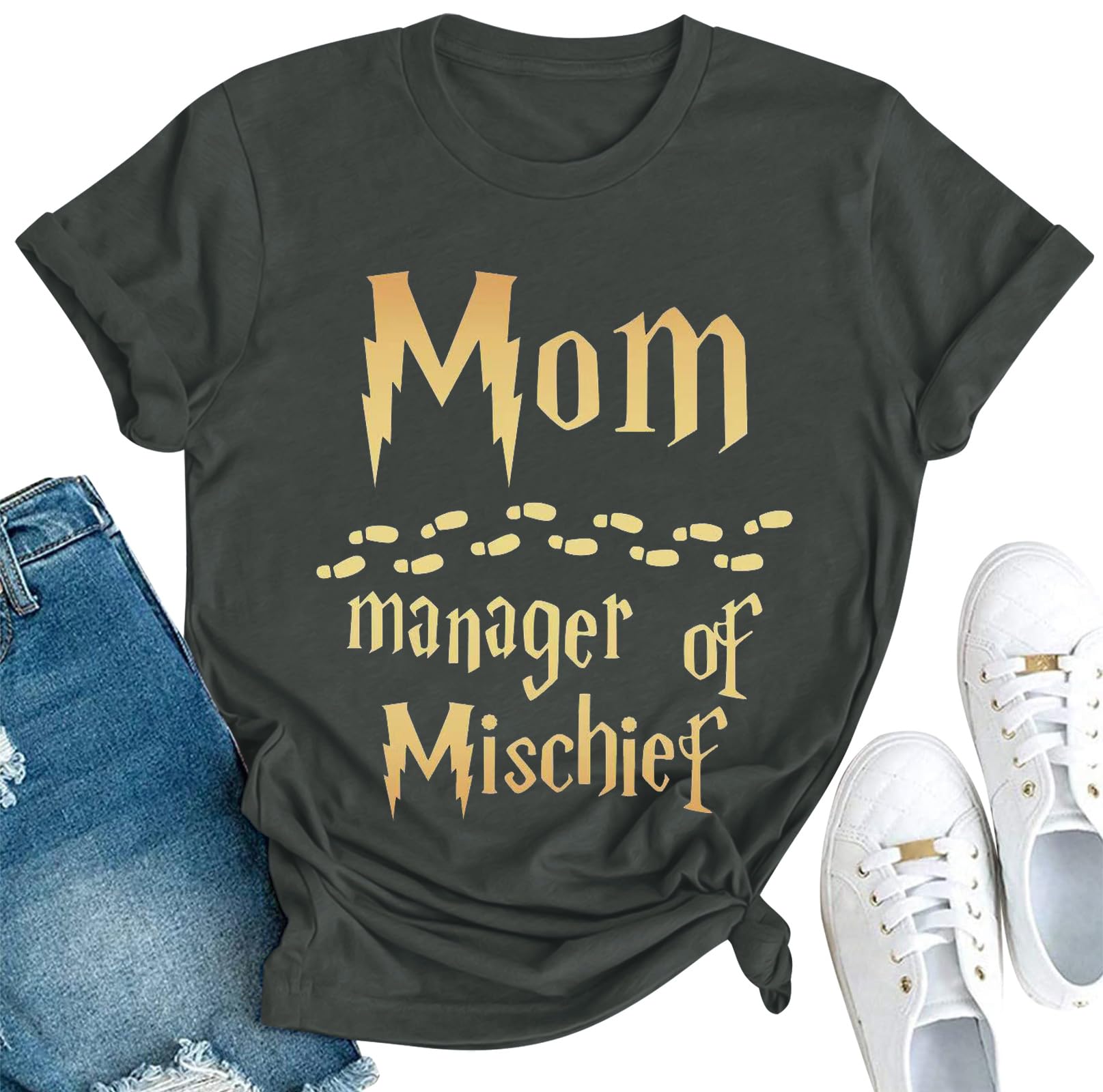 Photo 1 of Women Funny Mom T Shirt Manager Shirt Mom Life Tee Fantastic Mama Shirt Magic Mom Shirt Mothers Day Tee Tops Green XL 