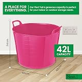Neat 42L Flexi Tubs 3 Pack with Handles Pink Large Plastic Buckets view 2