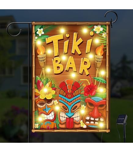 Gartenflagge Leinen 'Aloha' – Hawaii Tropical Tiki Bar Design, 33x48 Cm, Doppelseitig Bedruckt