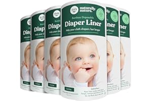 Naturally Natures Bamboo Disposable Diaper Liners (6PK) 600 SHEETS Gentle and Soft, Chlorine and Dye-Free, Unscented, Biodegr