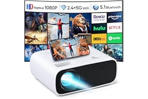 WIELIO Projector with WiFi and Bluetooth, 15000 Lumen Native 1080P Projector,Portable Outdoor Projector, Movie Mini Projector Compatible with iOS/Android/Laptop/HDMI/PC/ TV Stick/USB
