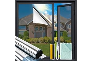 Niviy One Way Privacy Window Film, 17.5 x 78.7 Inch Window Tint for Home, Reflective Window Film See Out Not in Heat Blocking Anti UV Mirror Tint with Free Installation Kit, Silver