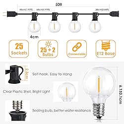 Mlambert 50Ft LED Outdoor String Lights G40 Globe
