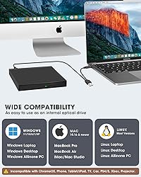 ROOFULL External CD DVD Drive USB 3.0 & USB-C CD