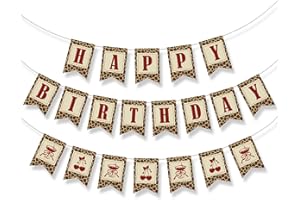 3Pcs Cheetah Linen Birthday Banner with Cherry Leopard Print, Cheetah Print Birthday Party Decorations Supplies for Party, Ch