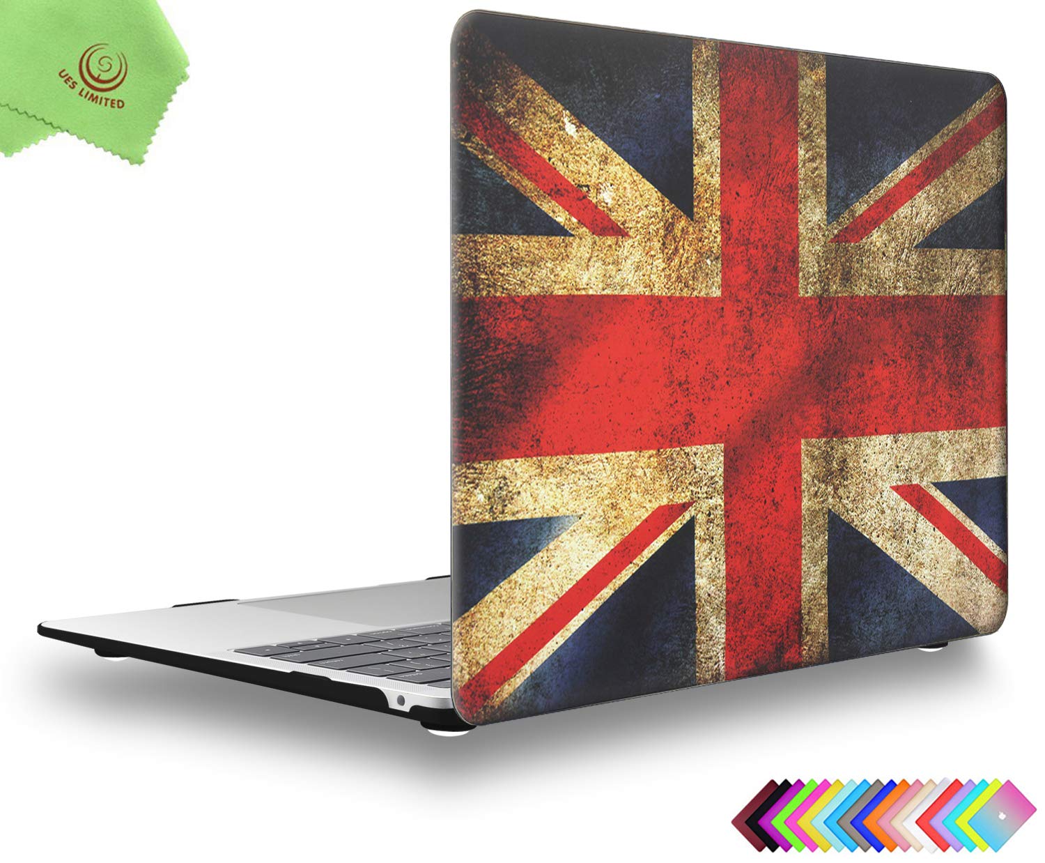 UESWILL Compatible with 2021 2020 2019 2018 MacBook Air 13 inch M1 with Retina Display Touch ID USB-C Model A2337 M1 A2179 A1932, Pattern Design Laptop Hard Shell Case Cover, UK Flag