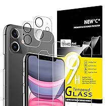 NEW’C 4 Pezzi, 2 x Pellicola Vetro Temperato per iPhone 11 e 2 x Protezione Fotocamera Posteriore per iPhone 11 – Antigraffio – Senza Bolle d’Aria – Ultra Resistente – Vetro Durezza 9H