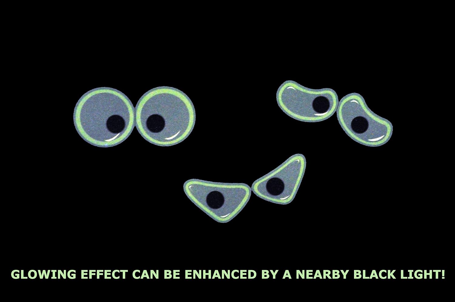 Set of Three Giant Glow in The Dark Googly Eyes by