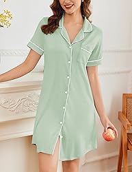 Ekouaer Nightgowns for Women Button Down Sleepshirt
