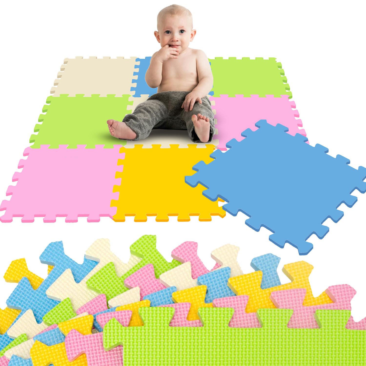 LittleTom 9 Pieces Baby Play Mat - 30x30 Soft Puzzle Mats Floor Playmat Interlocking Foam Tiles โ image 1