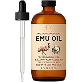 Pomberries Emu Oil, 100% Pure Australian Emu Oil – Refined & Unscented – Natural Moisturizer for Hair, Skin, Face & Body – Helps with Scars, Dry Skin & Massage – 4 fl oz Glass Bottle