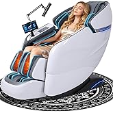 KTENTITO Massage Chair Full Body, 2026 Zero Gravity SL-Track Shiatsu Massage Chairs Recliner with AI Voice, LED Backlight Remote Control, Waist & Calf Heating Phone Controller and Holder G6 White Grey