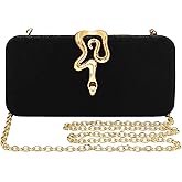 LJMBOEN Velvet Evening Clutch Purse for Women Snake Clasp Evening Bag Handbags With Detachable Chain for Party Wedding Formal
