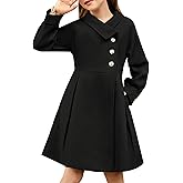 GRACE KARIN Girls Dress Coat Kids Wool Lapel Long Button Jackets Fall Winter Outerwear Peacoat with Pockets 5-12Y