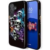 HQUSZPT Compatible for Samsung Galaxy A17 Case,Two Layer Protection Heavy Duty Cover,Compatible for Samsung Galaxy A17 Phone Case,Cool Fire Skulls