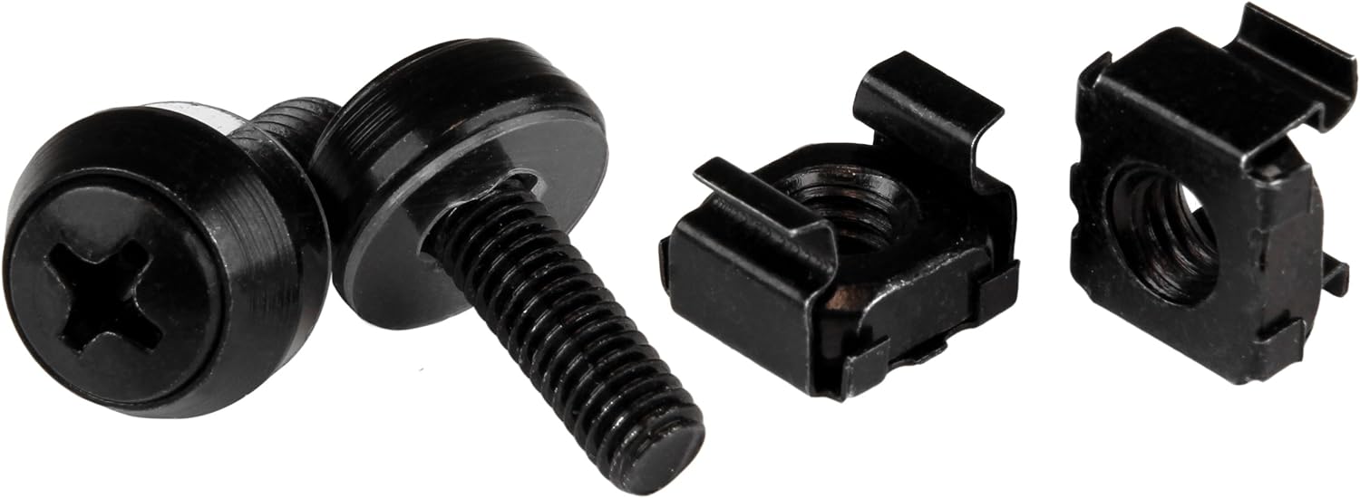 StarTech.com M5 Cage Nuts and Screw - 12 mm Rack Screws and Cage Nuts - 50 Pack - Black - Replacement Serve Rack Screws (CABSCREWM5B)