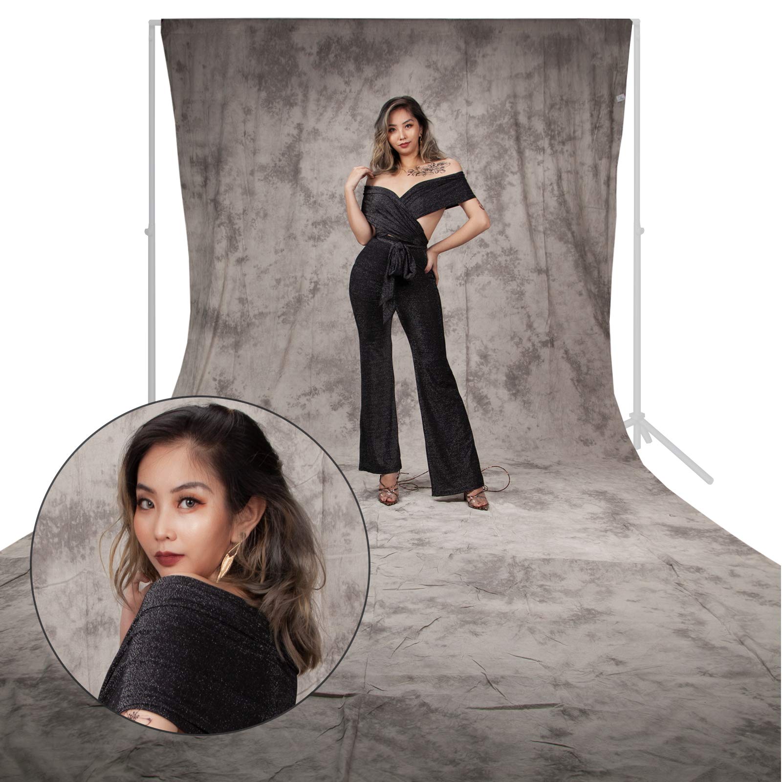 3x6m Photo Studio 100% Pure Cotton Dyed Muslin Backdrop Background, Feather Grey, Collapsible Backdrop Screen for Photography Video TV Portrait Props Product Youtube Movie, B5556