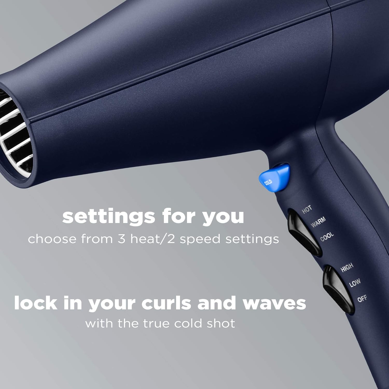 INFINITIPRO BY CONAIR 1875 Watt Texture Styling Hair Dryer for Natural Curls and Waves, Dark Blue, 1 Count: Beauty