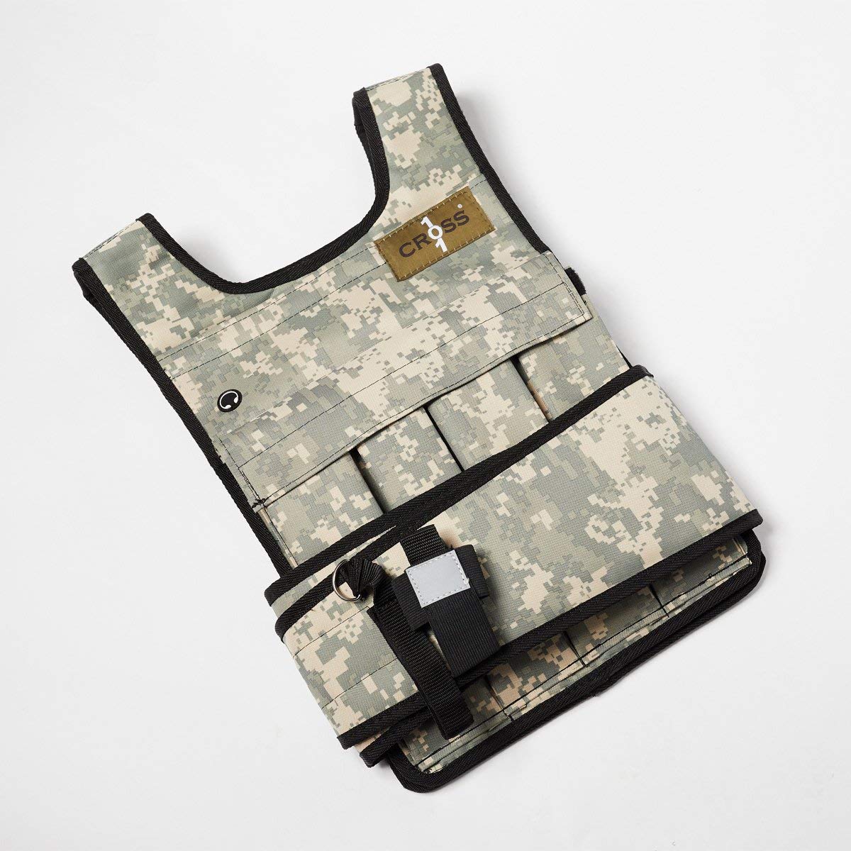 CROSS101 Adjustable Camouflage Weighted Vest Without Shoulder Pads, 20 lb