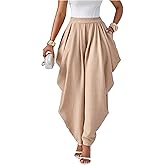 Milumia Women's Boho Baggy Harem Pants Elastic High Waist Casual Lounge Trousers with Pockets