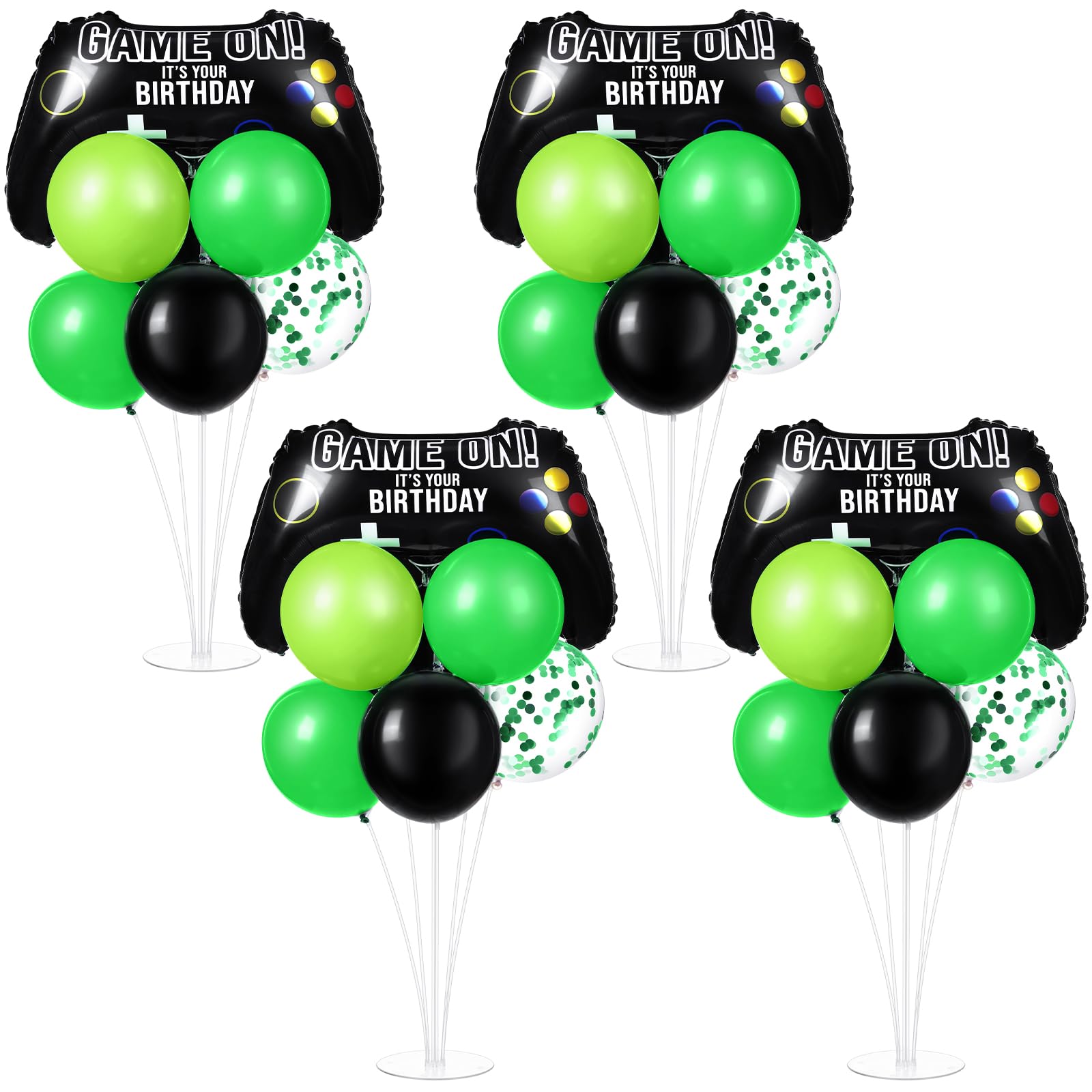 Photo 1 of Video Game Birthday Party Decorations Video Gamer Balloon Centerpieces for Table Balloon Stand Kit with Gamer Balloons for Birthday Party Decor(Green)