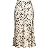 Keasmto Leopard Print Skirt for Women Cheetah High Waist Silk Satin Elasticized Skirts