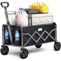 Collapsible Foldable Wagon, Foldig Cart with Wheel Heavy Duty with 180lbs Weight Capacity Lightweight Utility Camping Wagon f